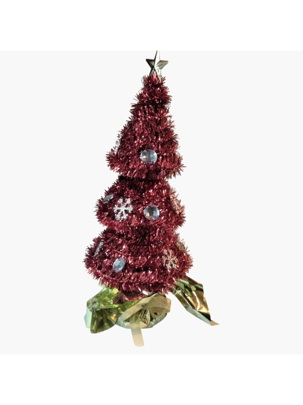 Red Tinsel Christmas Tree Balloon Weight Table Centerpiece Star Snowflake